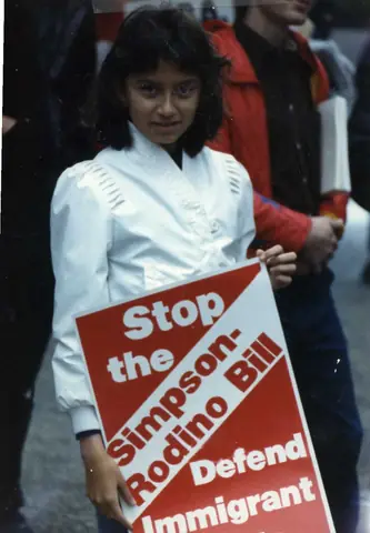 Protesta contra la ley de inmigración Simpson-Rodino, octubre de 1985