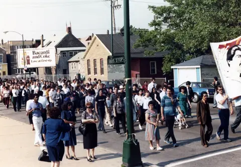 Cortejo fúnebre de Rudy Lozano, junio de 1983