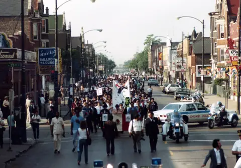 Cortejo fúnebre de Rudy Lozano, junio de 1983