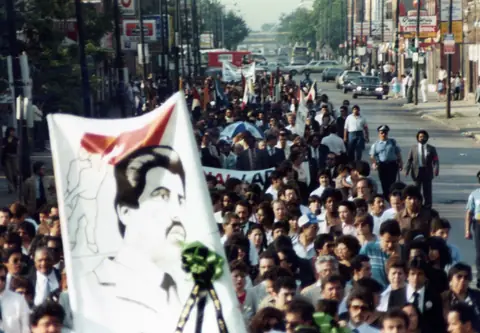 Cortejo fúnebre de Rudy Lozano, junio de 1983