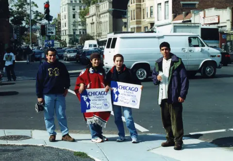 Young Rudy Lozano at a march