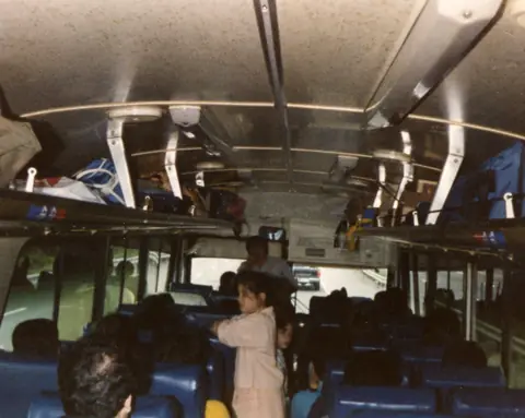 On the bus to a protest