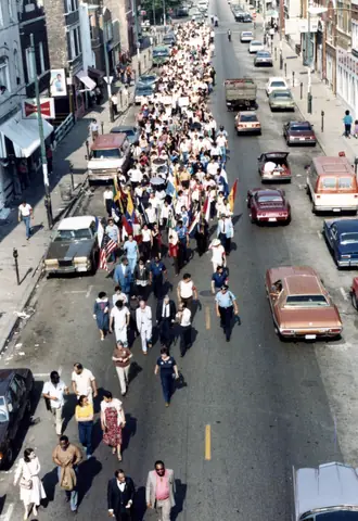 Cortejo fúnebre de Rudy Lozano, junio de 1983