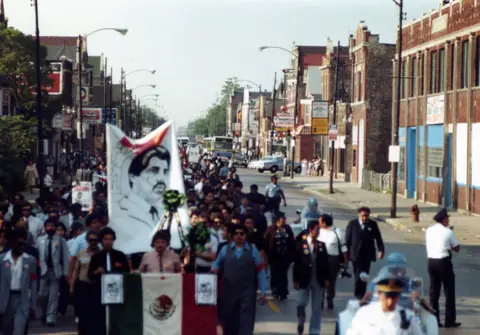 Cortejo fúnebre de Rudy Lozano, junio de 1983