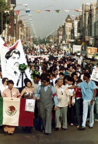 Cortejo fúnebre de Rudy Lozano, junio de 1983
