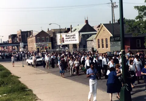 Cortejo fúnebre de Rudy Lozano, junio de 1983