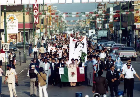 Cortejo fúnebre de Rudy Lozano, junio de 1983