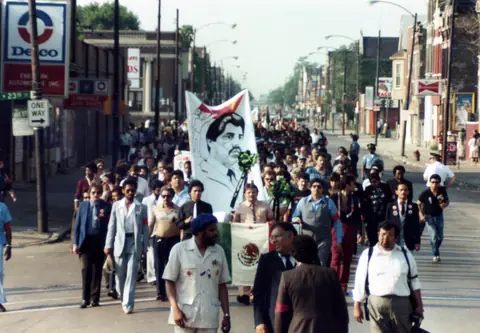 Cortejo fúnebre de Rudy Lozano, junio de 1983