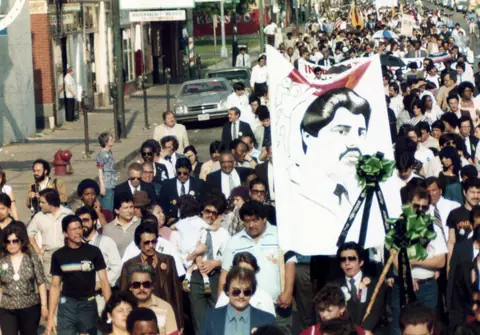 Cortejo fúnebre de Rudy Lozano, junio de 1983